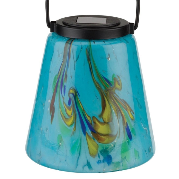 9" Blue Murano Solar Lantern 