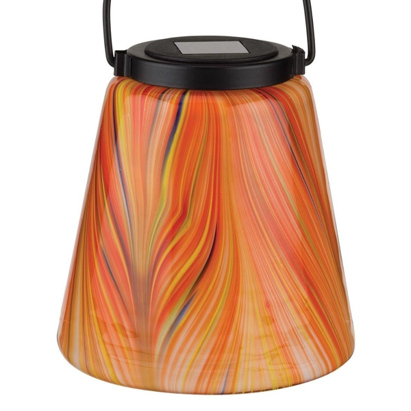 9" Orange Murano Solar Lantern 