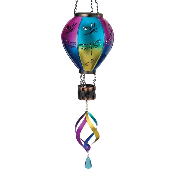 28.5" Dragonfly Hot Air Balloon Spinner Solar Lantern 