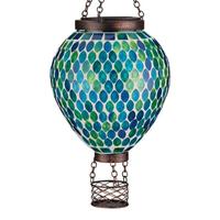 Regal Art & Gift 15" Blue Mosaic Hot Air Balloon Solar Lantern 