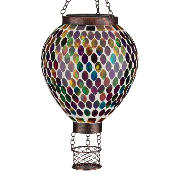 15" Multi Mosaic Hot Air Balloon Solar Lantern 