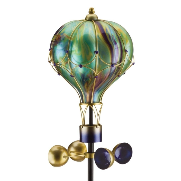 62" Swirl Green Balloon Spinner Solar Stake 