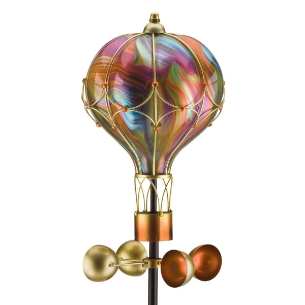 62" Swirl Orange Balloon Spinner Solar Stake 