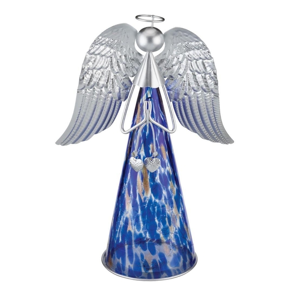 13" LED Indigo Murano Angel Decor