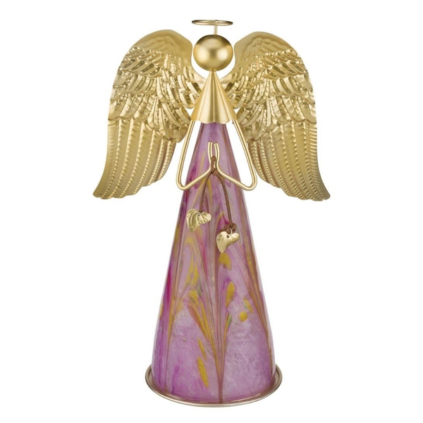 13" LED Purple Murano Angel Decor