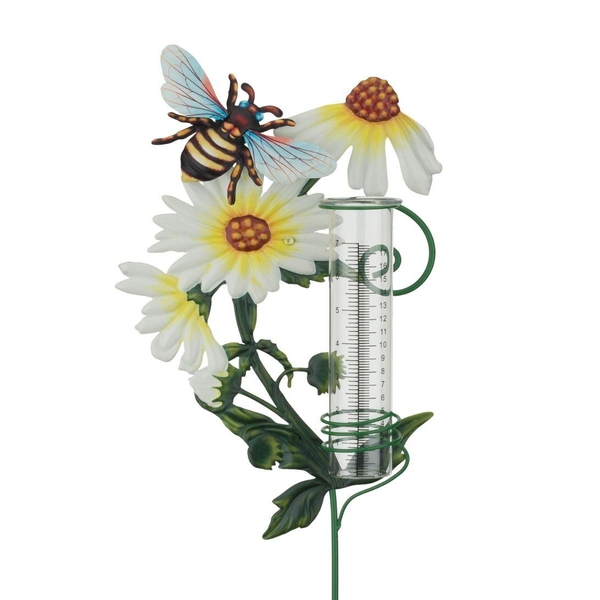36" Flower Rain Gauge Bee Garden Stake 