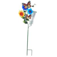 Regal Art & Gift 36" Flower Rain Gauge Butterfly Garden Stake 
