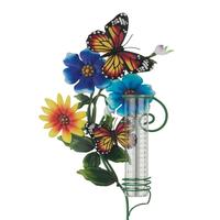 Regal Art & Gift 36" Flower Rain Gauge Butterfly Garden Stake 