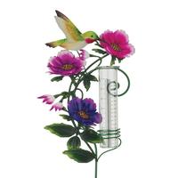 Regal Art & Gift 36.5" Flower Rain Gauge Hummingbird Garden Stake 
