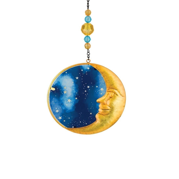 5.5" Blue/Gold Moon Sun Catcher Decor