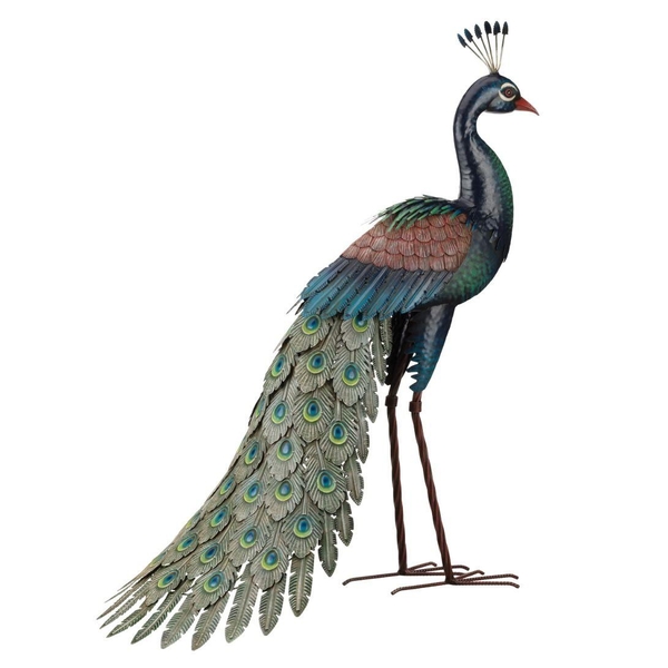 35.75" Standing Peacock Decor 