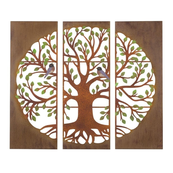 35.5" Rustic Tryptic Tree of Life Wall Décor
