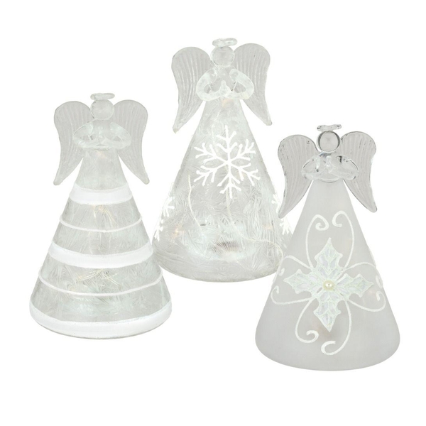 5" Small LED Frost Angel Decor (Set of 3)