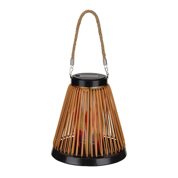 9.5" Cone Wicker Solar Lantern LED Light