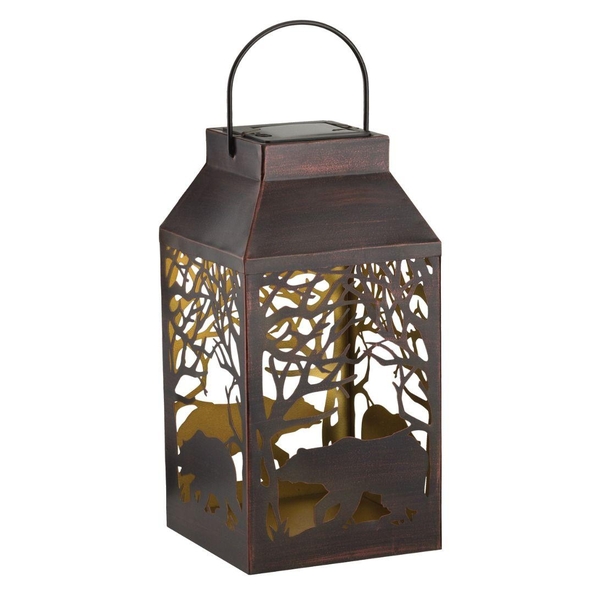 15.5" Shadow Bear Solar Square Lantern LED Light 