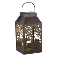 Regal Art & Gift 15.5" Shadow Bear Solar Square Lantern LED Light 