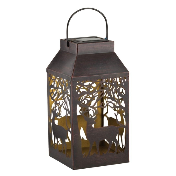 15.5" Shadow Deer Solar Square Lantern LED Light 