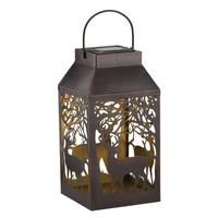 Regal Art & Gift 15.5" Shadow Deer Solar Square Lantern LED Light 