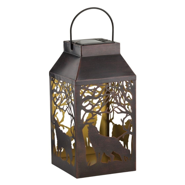 15.5" Shadow Wolf Solar Square Lantern LED Light 