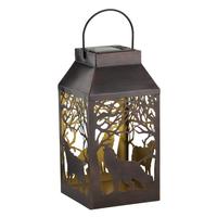 Regal Art & Gift 15.5" Shadow Wolf Solar Square Lantern LED Light 