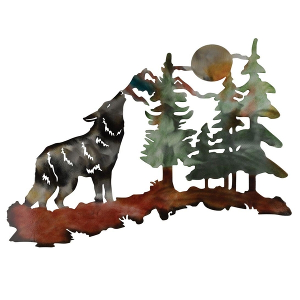 24.75" Metallic Lodge Wolf Wall Décor