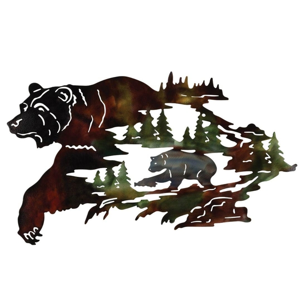 25.5" Metallic Lodge Bear Wall Décor
