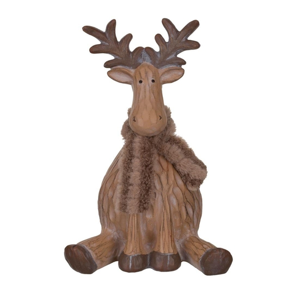 11.75" Medium Brown Woodland Moose Sitting Décor