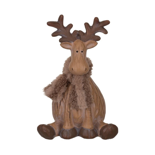 8.5" Small Brown Woodland Moose Sitting Décor