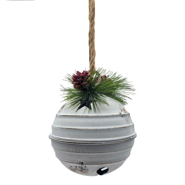 8" Rustic Round Antique White Bell 