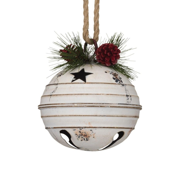 8" Rustic Round Antique White Bell 