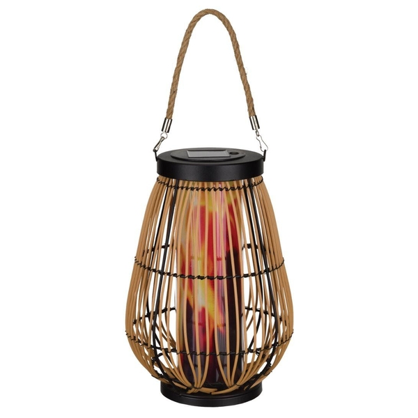 12.5" Pear Wicker Solar Lantern LED Light