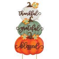 Regal Art & Gift 42" Metal Harvest Pumpkin Wall Decor/Garden Stake (Set of 3)