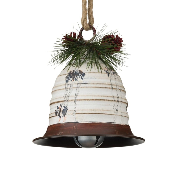 9" Rustic Beehive Antique White Bell 