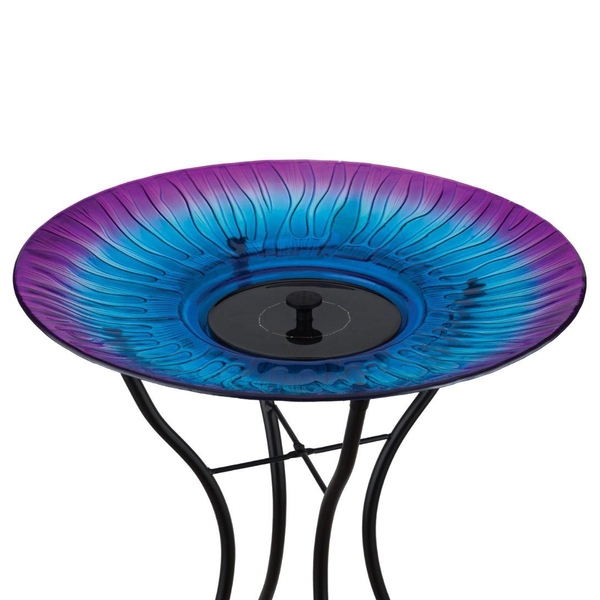 18" Purple Solar Fountain/Birdbath with Stand