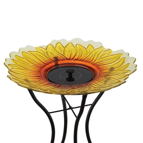 18" Sunflower Solar Fountain/Birdbath with Stand
