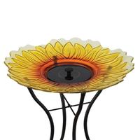 View 18" Sunflower Solar Fountain/Birdbath with Stand