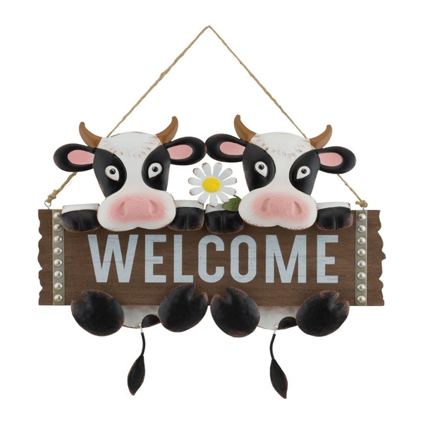 17" Welcome Sign Cow Wall Décor