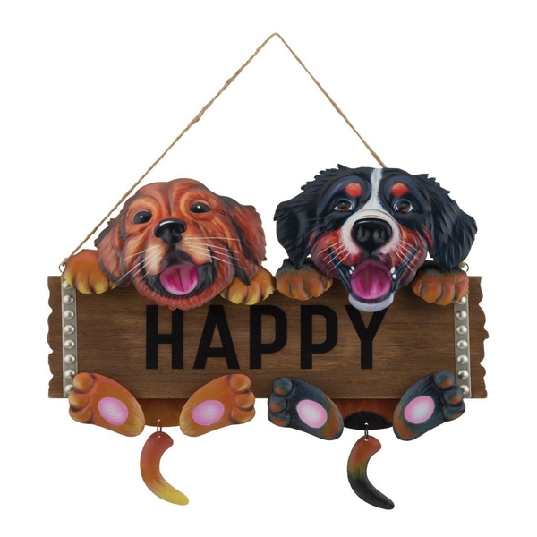 17.5" Happy Sign Dog Wall Décor