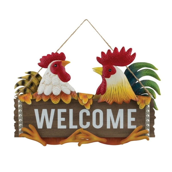 14" Welcome Sign Rooster Wall Décor