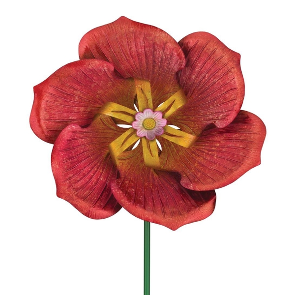 17.5" Textured Flower Poppy Regal Art & Gift Spinner Stake 