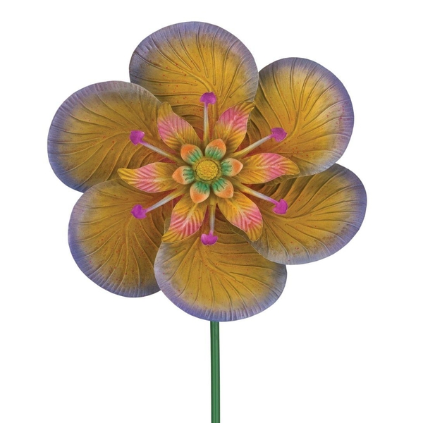 17.5" Textured Flower Purple Regal Art & Gift Spinner Stake 