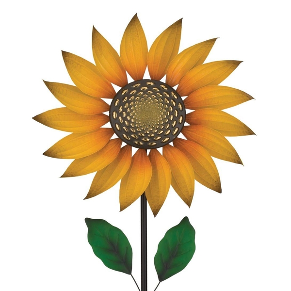 17.5" Textured Flower Sunflower Regal Art & Gift Spinner Stake 