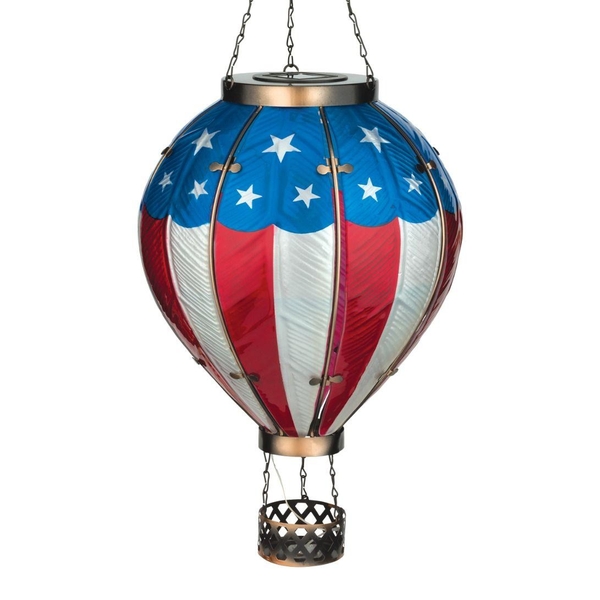 27.25" Extra Large Americana Hot Air Balloon Solar Lantern 