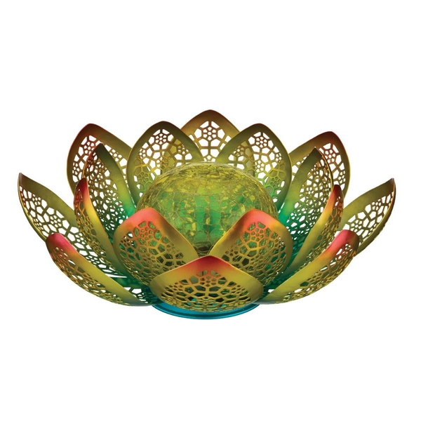 10" Orange Yellow Floral Solar LED Light Decor