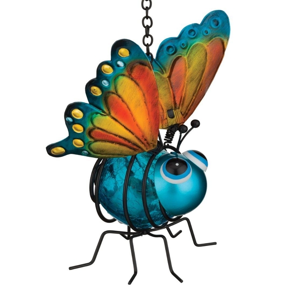 4.5" Blue Butterfly Solar Mini Lantern