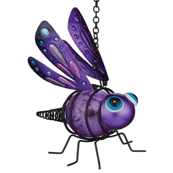 6" Purple Dragonfly Solar Mini Lantern