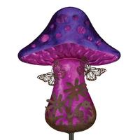 Regal Art & Gift 32" Fantasy Butterfly Mushroom Solar Stake 