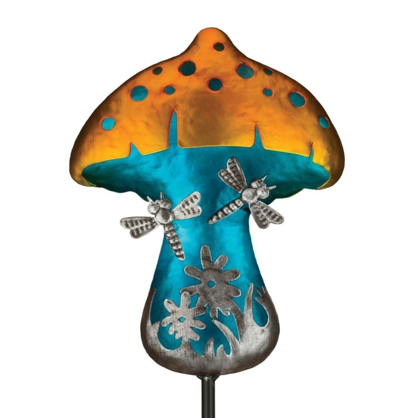 31.75" Fantasy Dragonfly Mushroom Solar Stake 