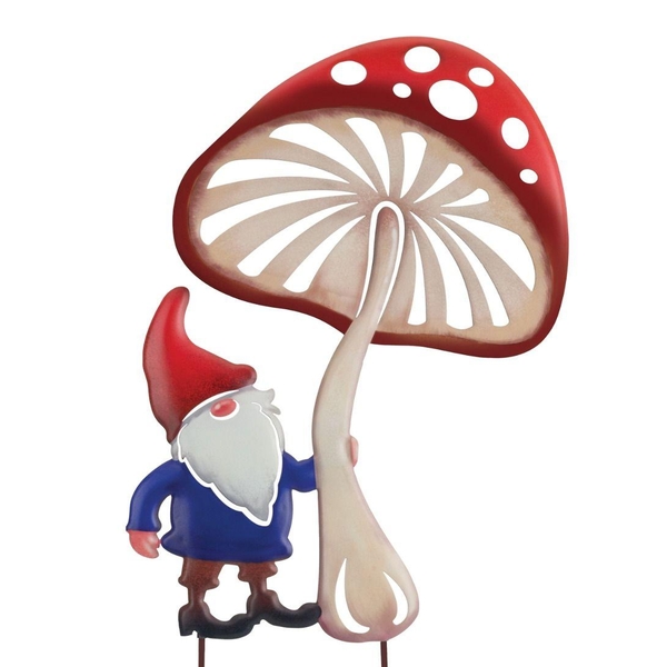 18" Mushroom Gnome Garden Stake 