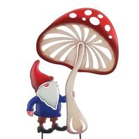 View 18" Mushroom Gnome Garden Stake 